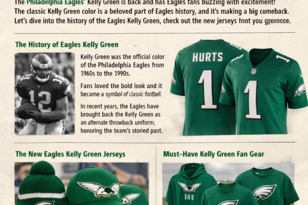 Philadelphia Eagles players wearing Kelly Green uniforms on the field